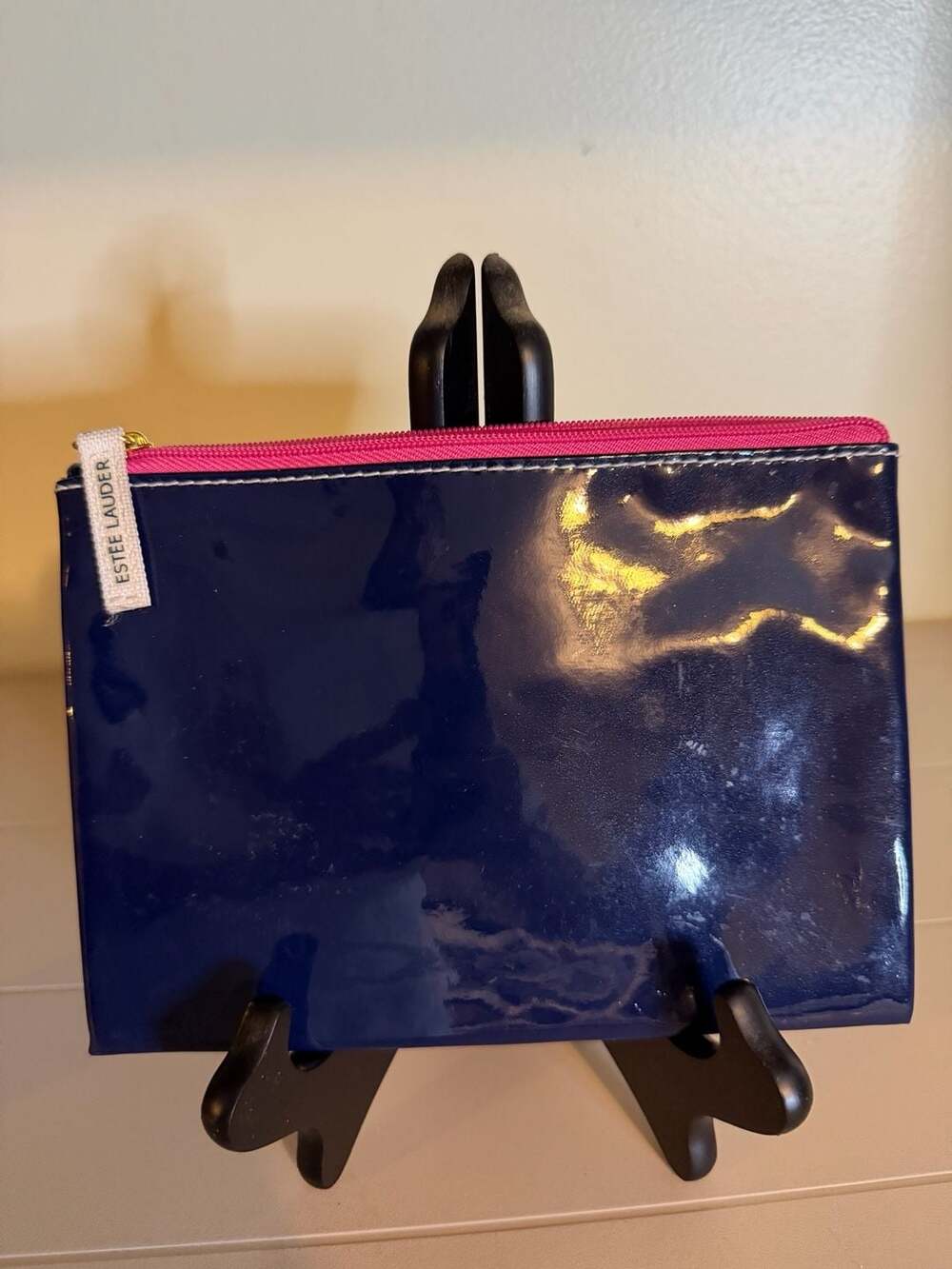 Vintage Estée Lauder Cobalt Blue Vinyl Makeup Bag – Retro Cosmetic Pouch - ,